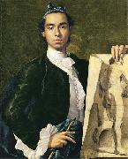 Luis Egidio Melendez Detail of Self-portrait Holding an Academic Study. oil painting artist